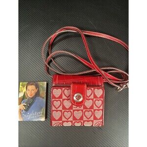 BRIGHTON Red Signature Fabric & Leather Wallet Organizer Crossbody Purse